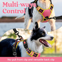 rabbitgoo Dog Harness for Large, No Pull 3 Buckles Easy On & Off – Essentials for Dogs - Pink & Yellow / Large - image 3