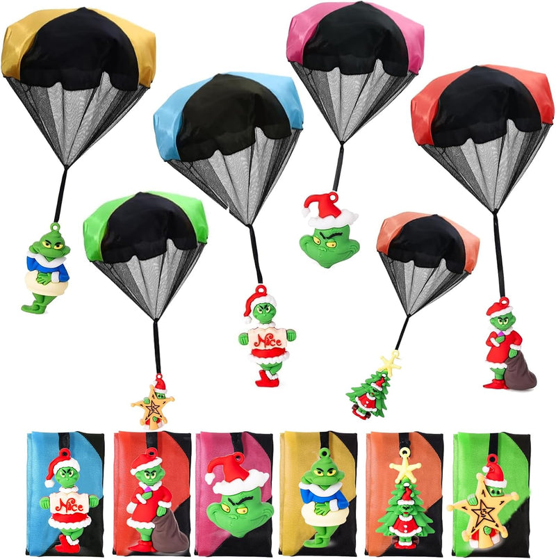 Rdogeia 12 pack Christmas parachute toys for kids with tangle free design