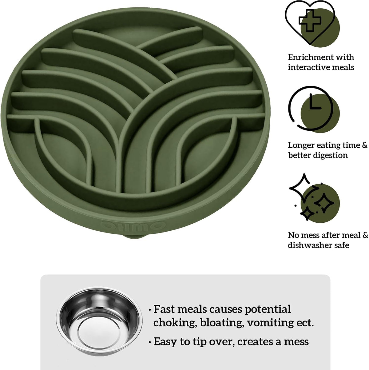 OHMO Slow Feeder Dog Bowl, 5.9" Lick Mat for Dogs, Tree of Life - Camo Green / Tree Life-S (5.9") - image 4