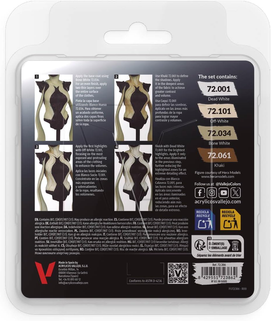 Vallejo, Game Color, 4 Bottles x 0.6 fl.oz. - White Color Set - image 2