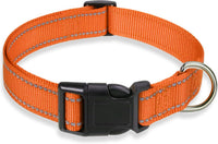 Reflective Dog Collar, Puppy Collar with Buckle Adjustable - Orange / XLarge :Width 1",Neck 16-26"