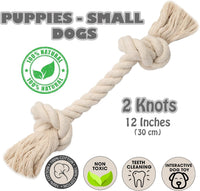 Barida Natural White Cotton Tough Dog Rope Toy for Medium & Large - Small (12.00") - image 2