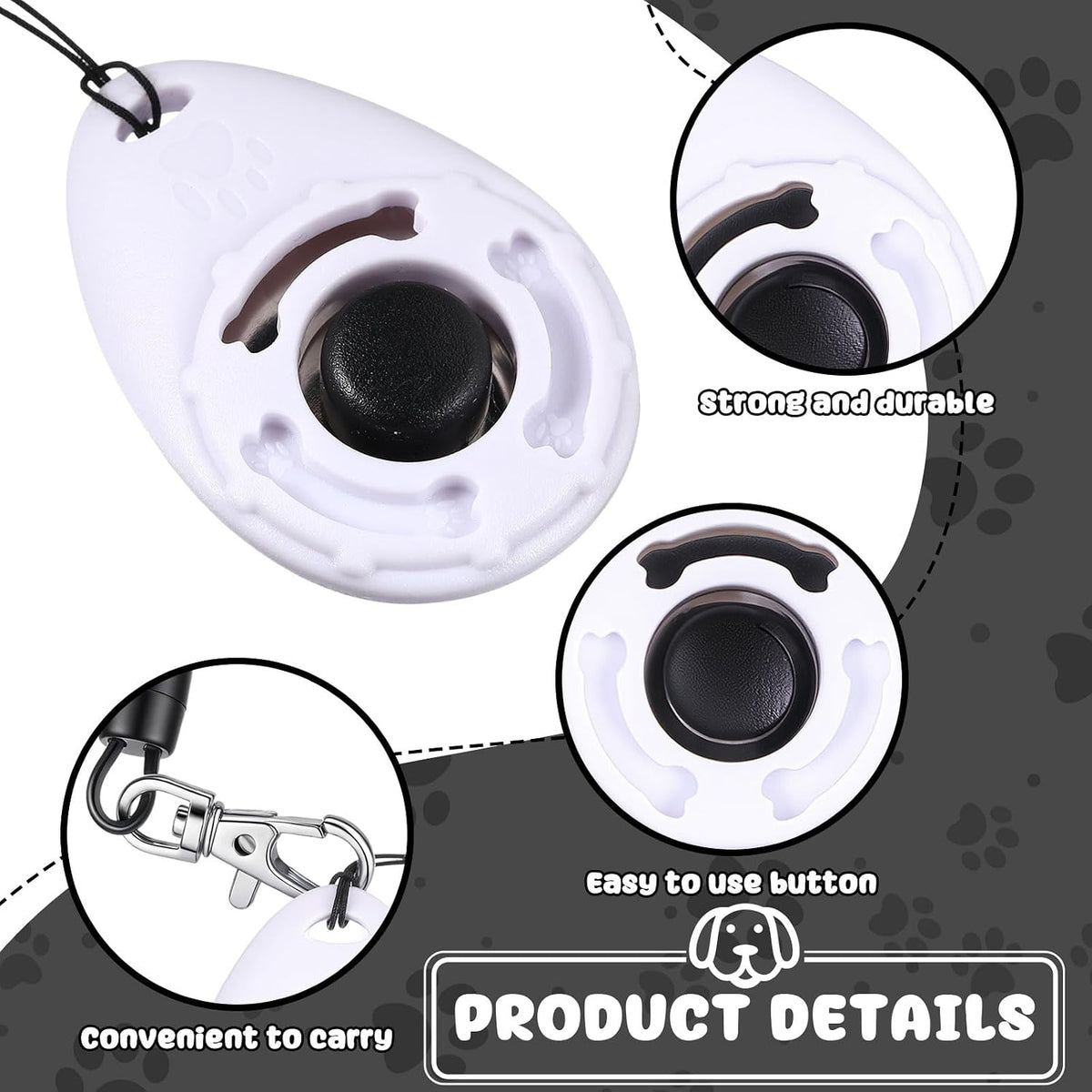 Frienda 18 Pcs Dog Training Clicker with Wrist Strap for Pets - White - image 3