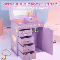 Jewelry Box for Girls 5-Layer with Swing Door Spinning Ballerina - Purple - image 2