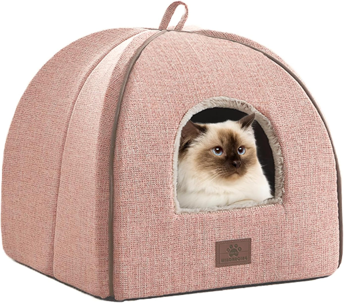 Cat Bed for Indoor Cats - Cat Cave Beds Cat House Cat Tent with Removable Washable Cushioned - Pink / L(17.5 x 17.5 x 17.5 Inch) - image 2