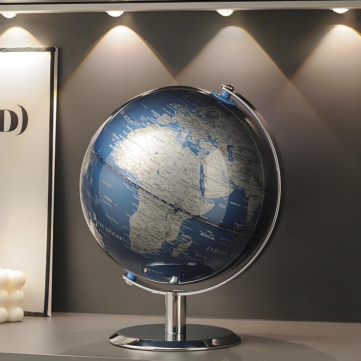 TTKTK desktop world globe, 8 inch earth on a stainless steel metal stand