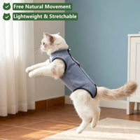kzrfojy cat surgery recovery suit onesie with elastic neck and limb bands - view 4