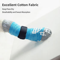 PUPTECK Anti-Slip Dog Socks with Double Sides Grips for Small Medium - Blue / Small (4 Count) - image 4