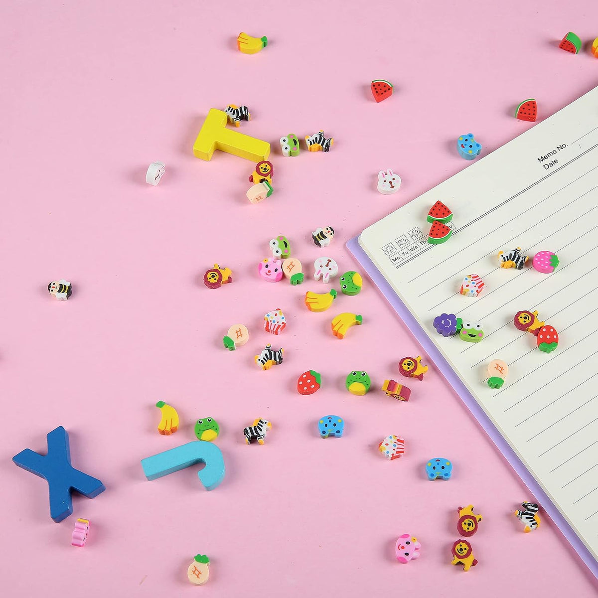 300 Pieces Mini Animal Fruit Erasers for Kids Bulk - 300 PCS - image 3