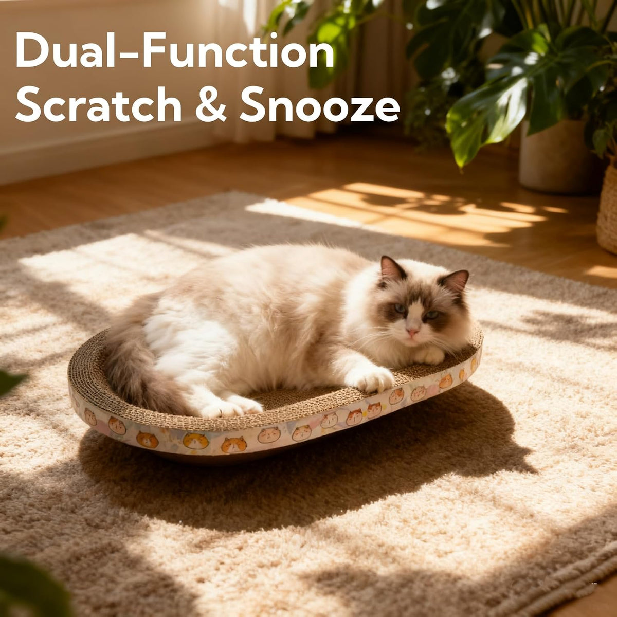 3 Pack Cat Scratcher Bed, Oval Cardboard Cat Scratcher Cat Scratch Pad Board Lounge Couch - image 4