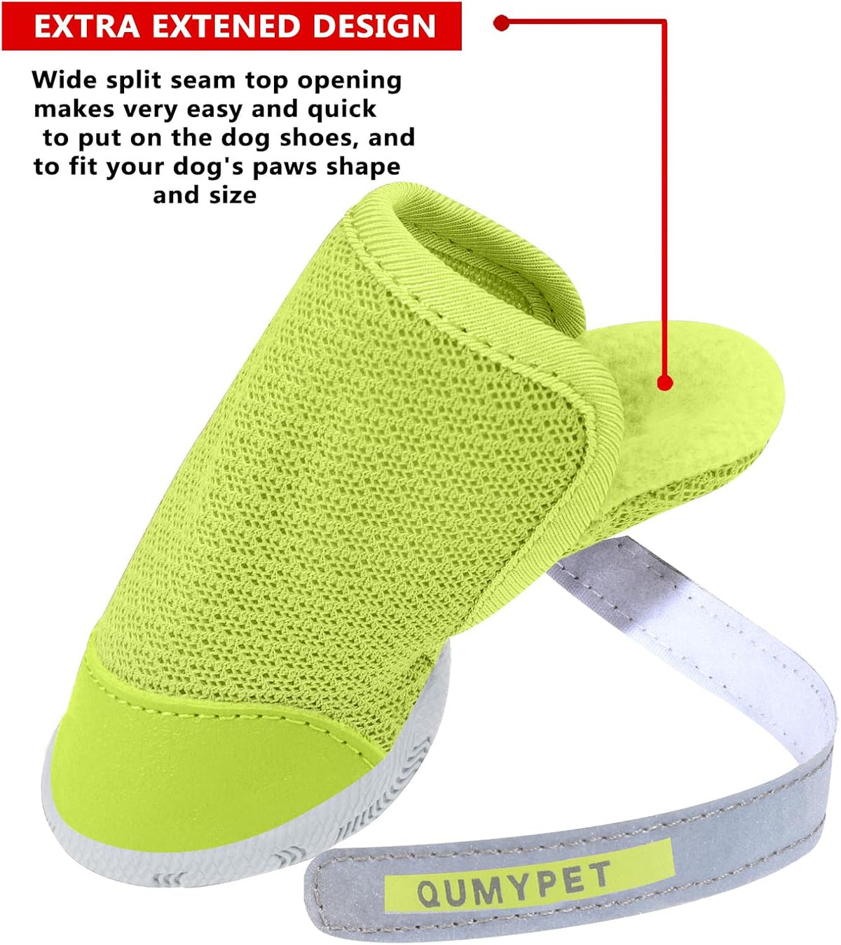 QUMY Dog Shoes for Small Dogs Hot Pavement Puppy Dog Boots & Paw - Fluorescent / size 2: 1.59"x1.18"(L*W) - image 3
