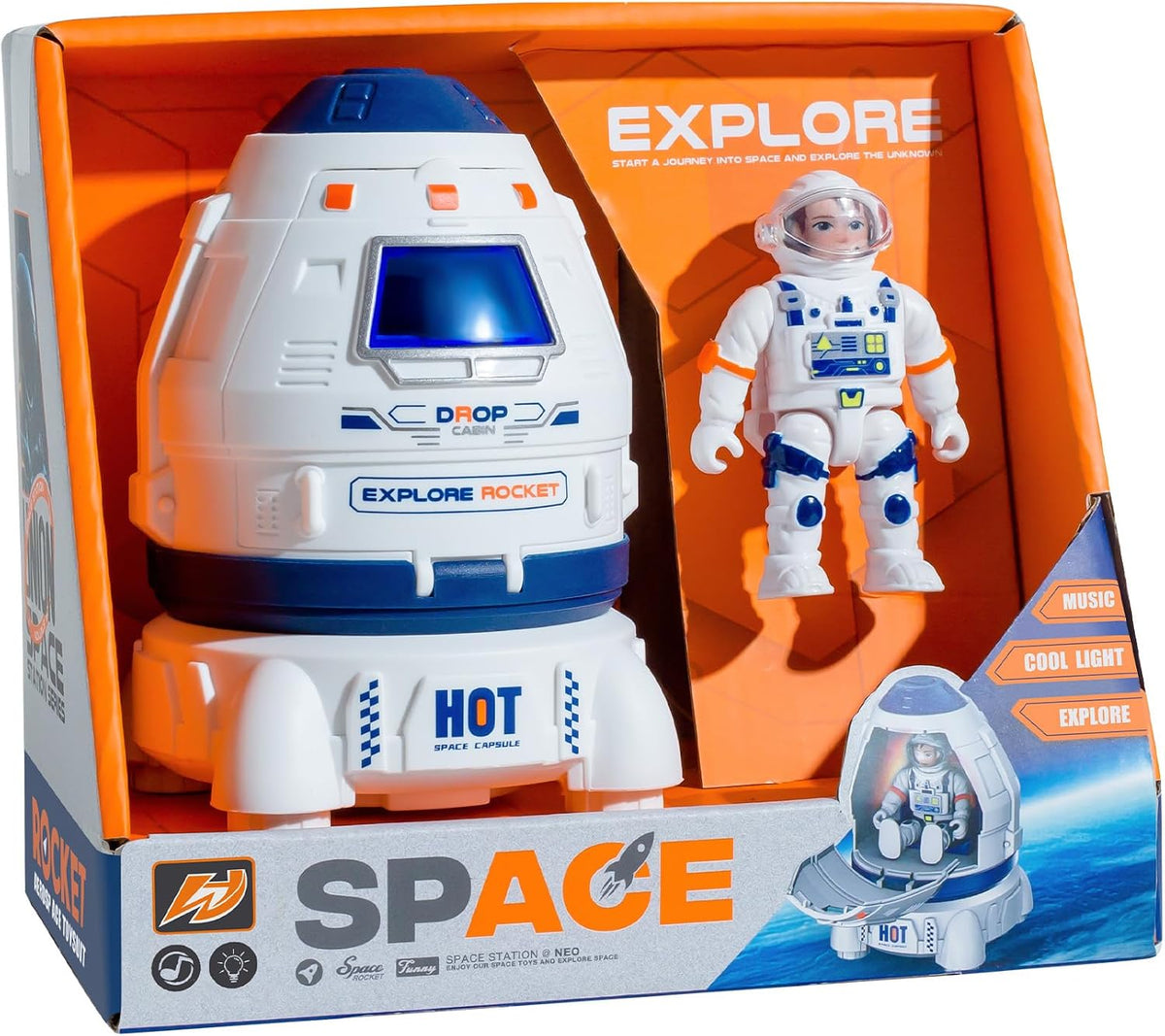 Wbzle space capsule rocket toy with lights, sound and astronaut figure - view 3