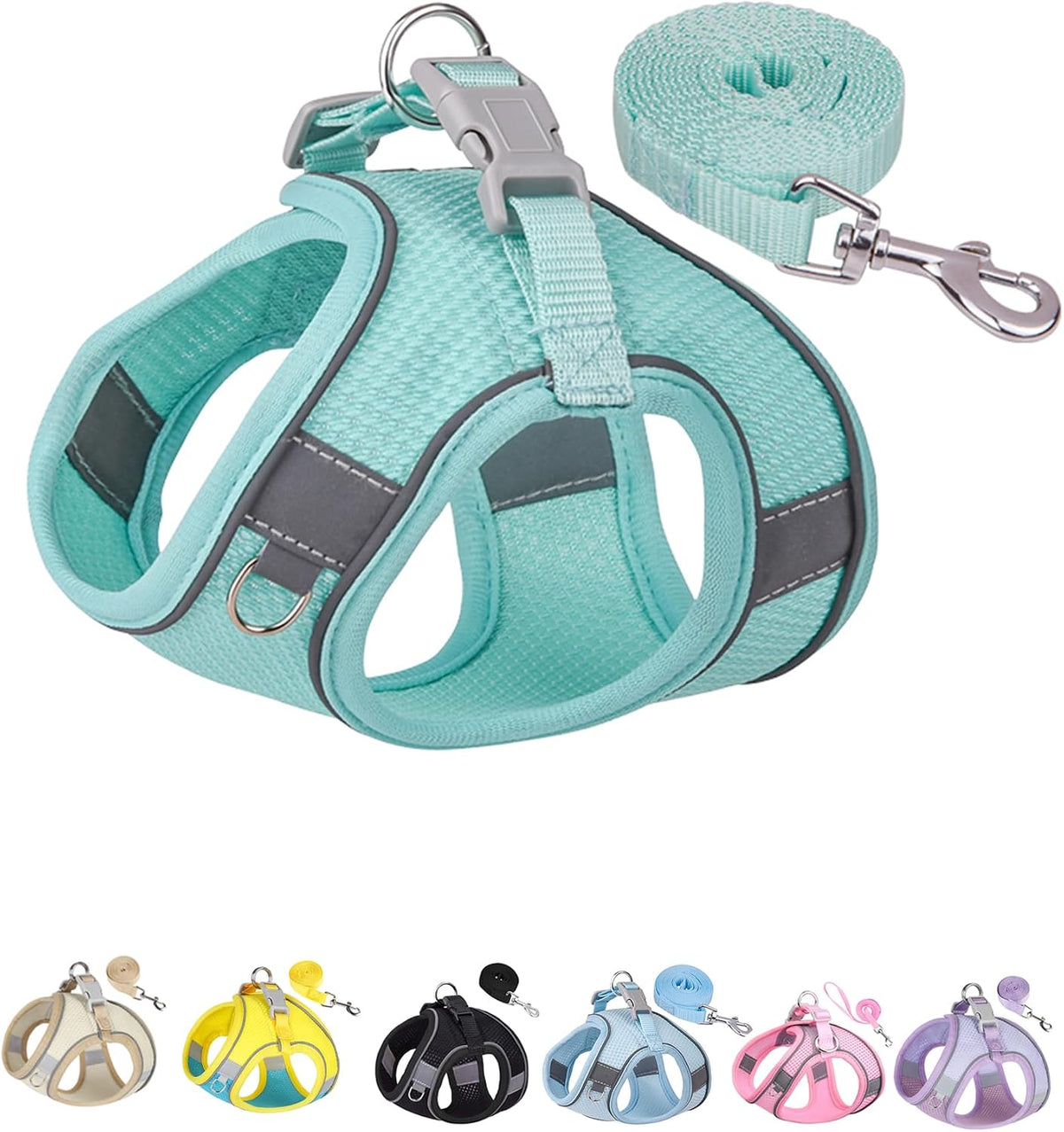 Solmoony Dog Harness, No Pull, Mesh for Small Medium Dogs - Green / XXXS