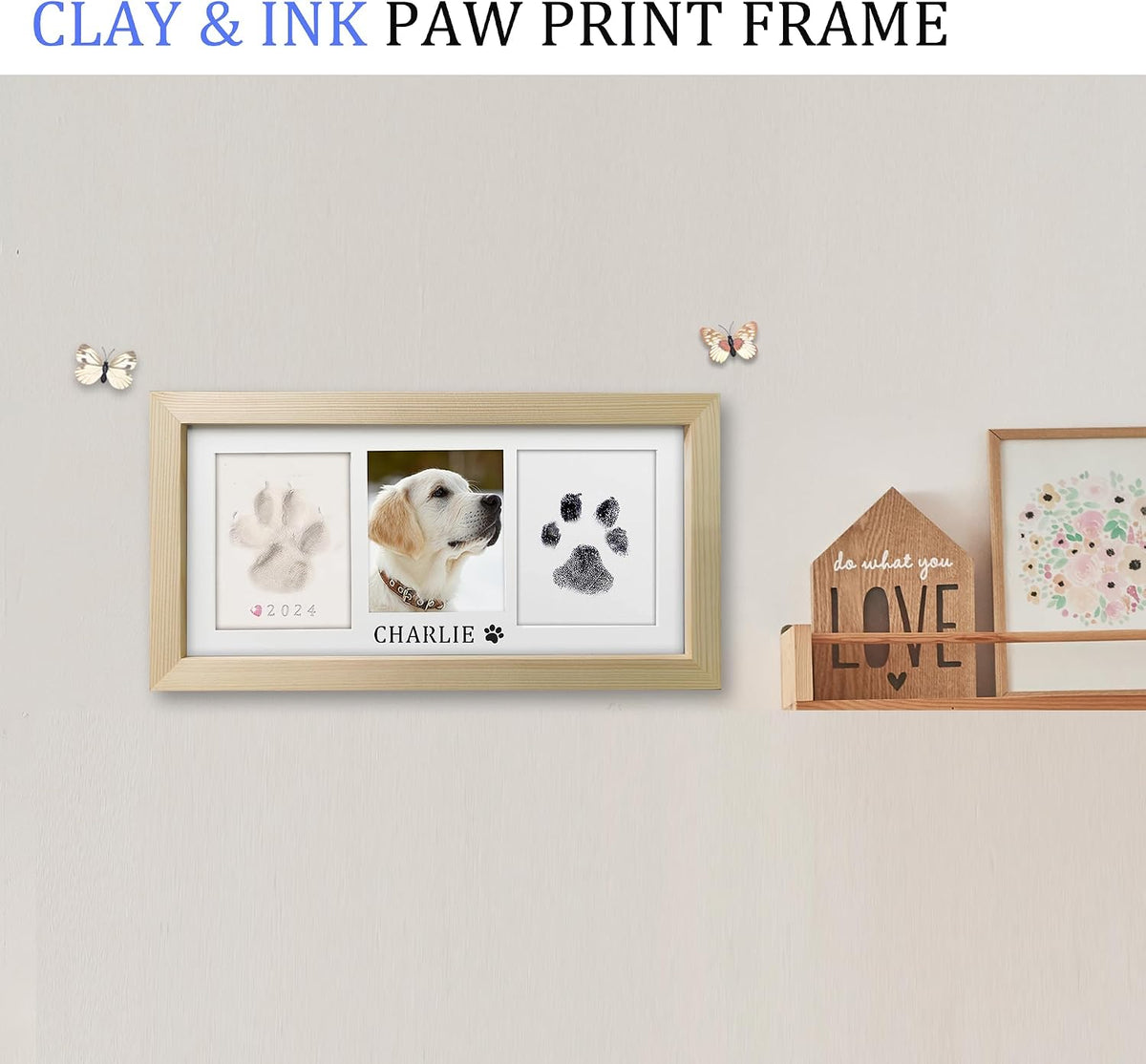 MYPAWLETS Paw Print Frame Kit, Dog/Cat Pawprints Keepsake - Wood-colored - image 2