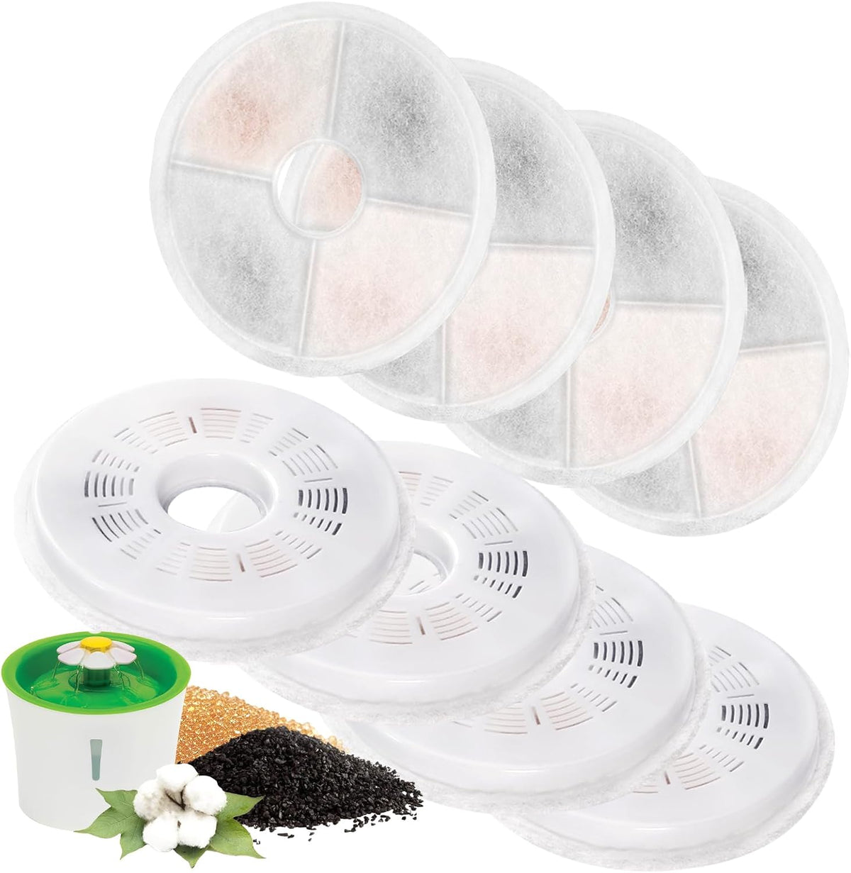 8 Pack Cat Water Fountain Replacement Filters Fit for 3L Flower Water - 8 Pack