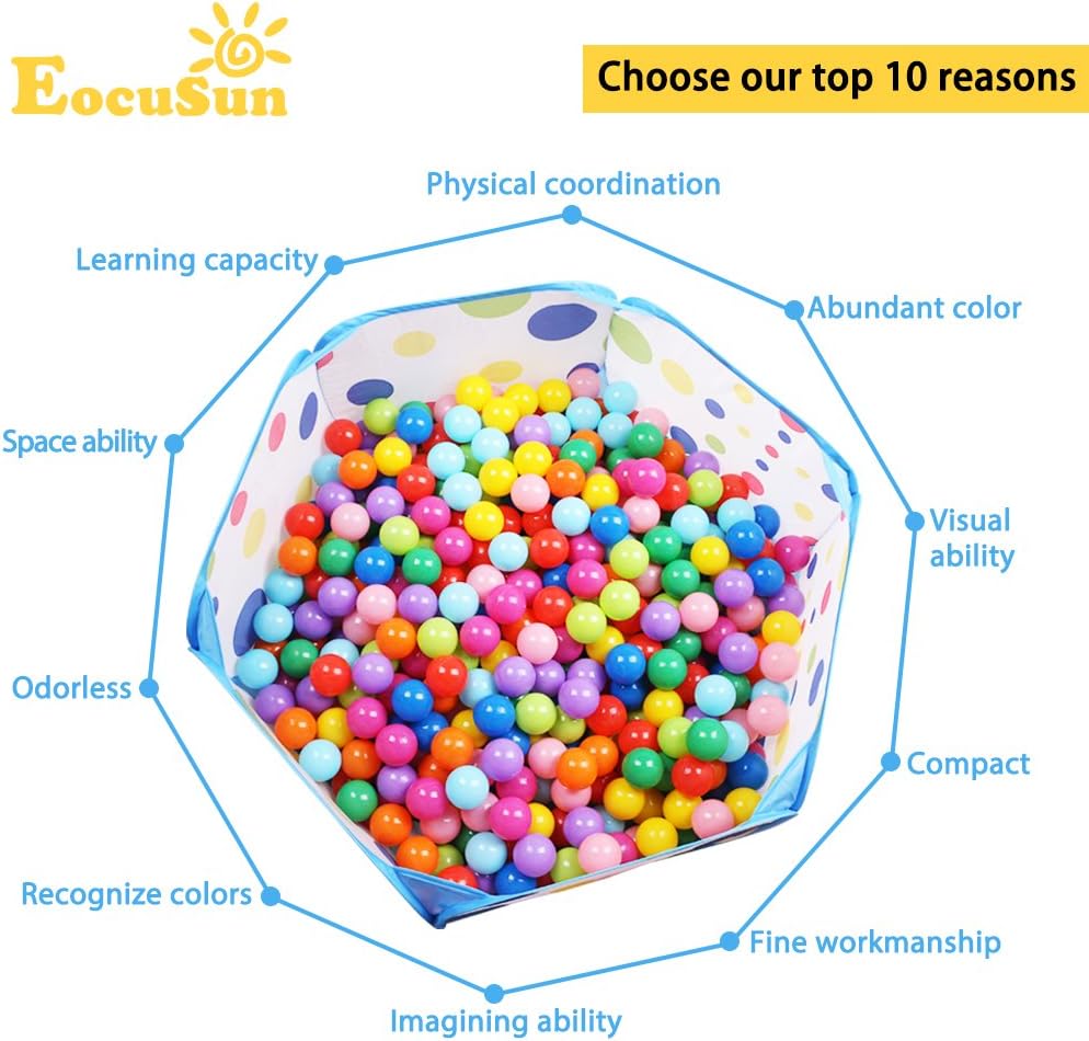 EocuSun Kids Ball Pit Large Pop Up Toddler Ball Pits Tent - Blue - image 3