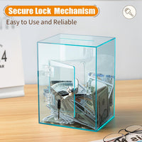 Hicocool Clear Acrylic Piggy Bank with Lock & Key - Cyan - image 2