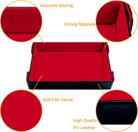 SIQUK magnetic folding dice trays in red and royal blue PU leather with velvet lining - view 6