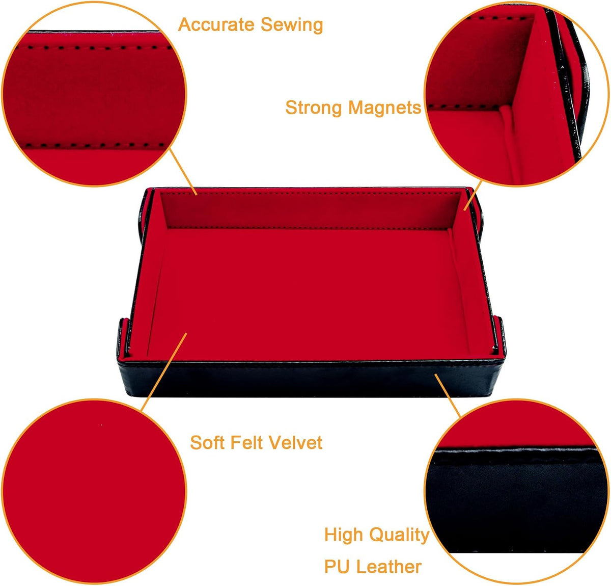 SIQUK magnetic folding dice trays in red and royal blue PU leather with velvet lining - view 6