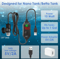 10W 5V/2A USB Super Mini Betta Heater LED Digital for up to 1 Gal - For Aquariums ≤ 1 Gal - image 4