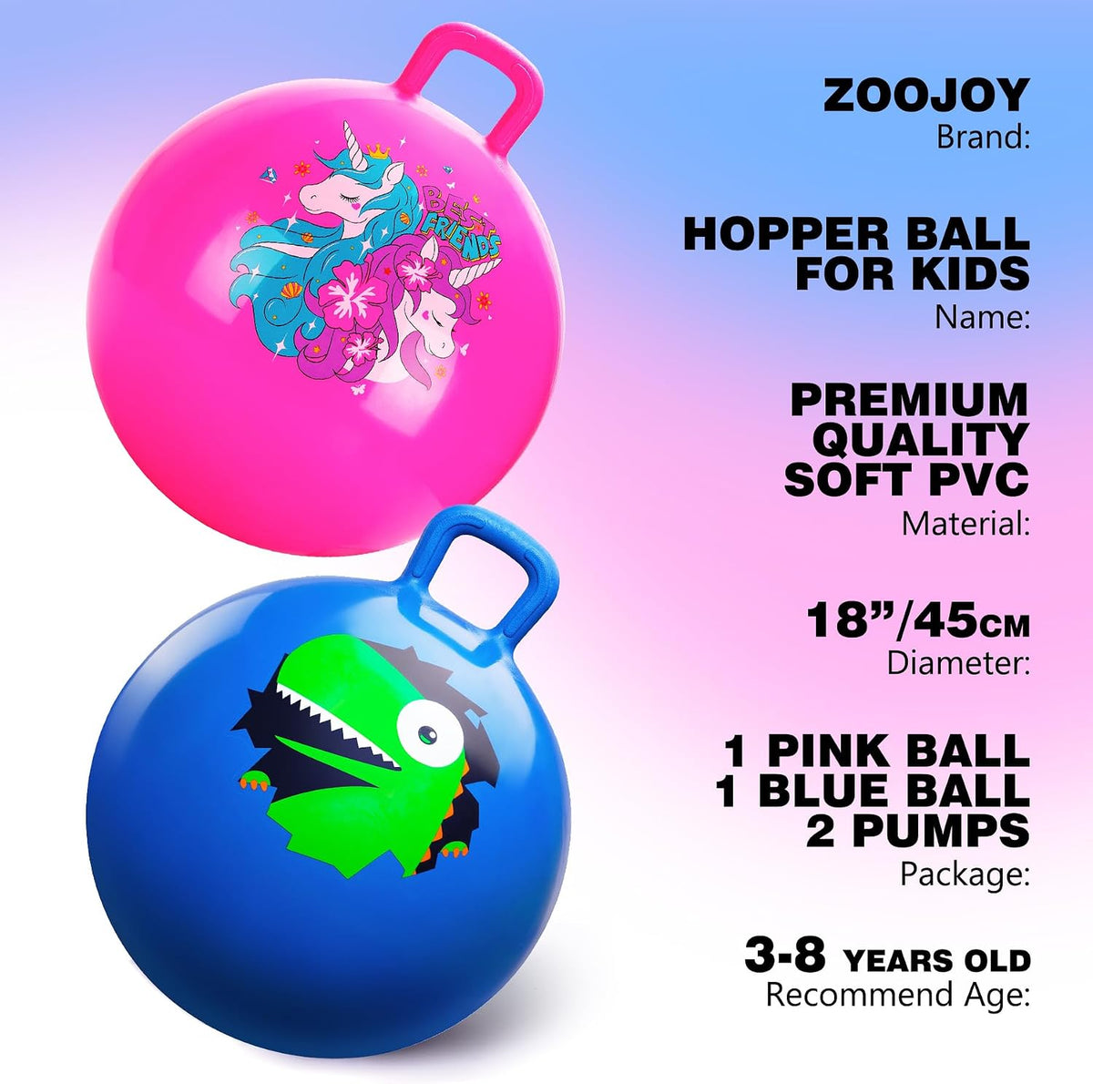 ZOOJOY 18 inch blue dinosaur hopper ball for kids with handle - view 32