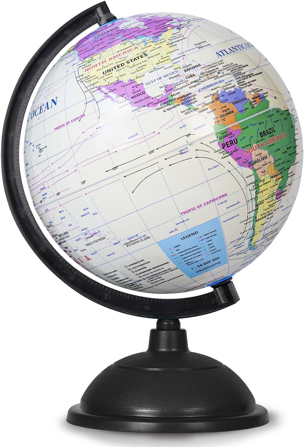 KISEER 8 Inch World Globe with Stand Rotating Earth Spinning Globe - White