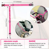 2 Pack Dog Seat Belt for Car, Headrest Restraint Safety Leads – Essentials for Dogs - Pink / Elastic - image 2