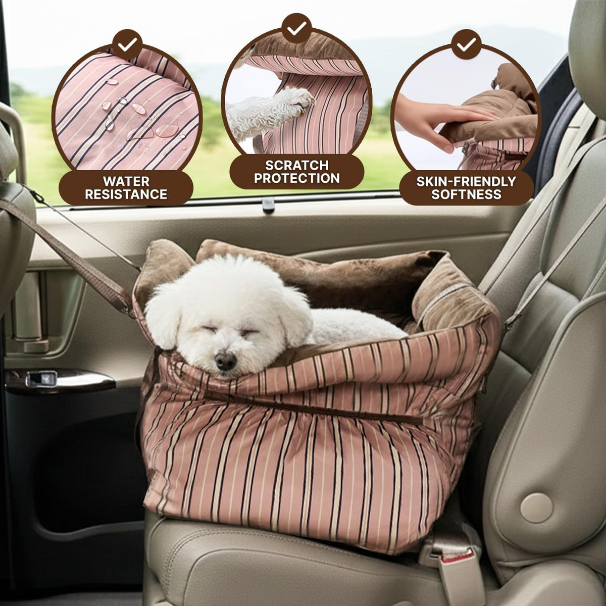 BurgeonNest Dog Car Seat for Small Dogs up to 25 lbs Grey – Essentials for Dogs - Nude Brown - image 3