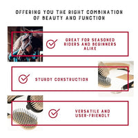 Weaver Equine 6-Piece Horse Grooming Kit, Ergonomic Gentle Horse Care Kit, Equestrian Supplies for Bathing Support, Detangling, and More, Black/Tan