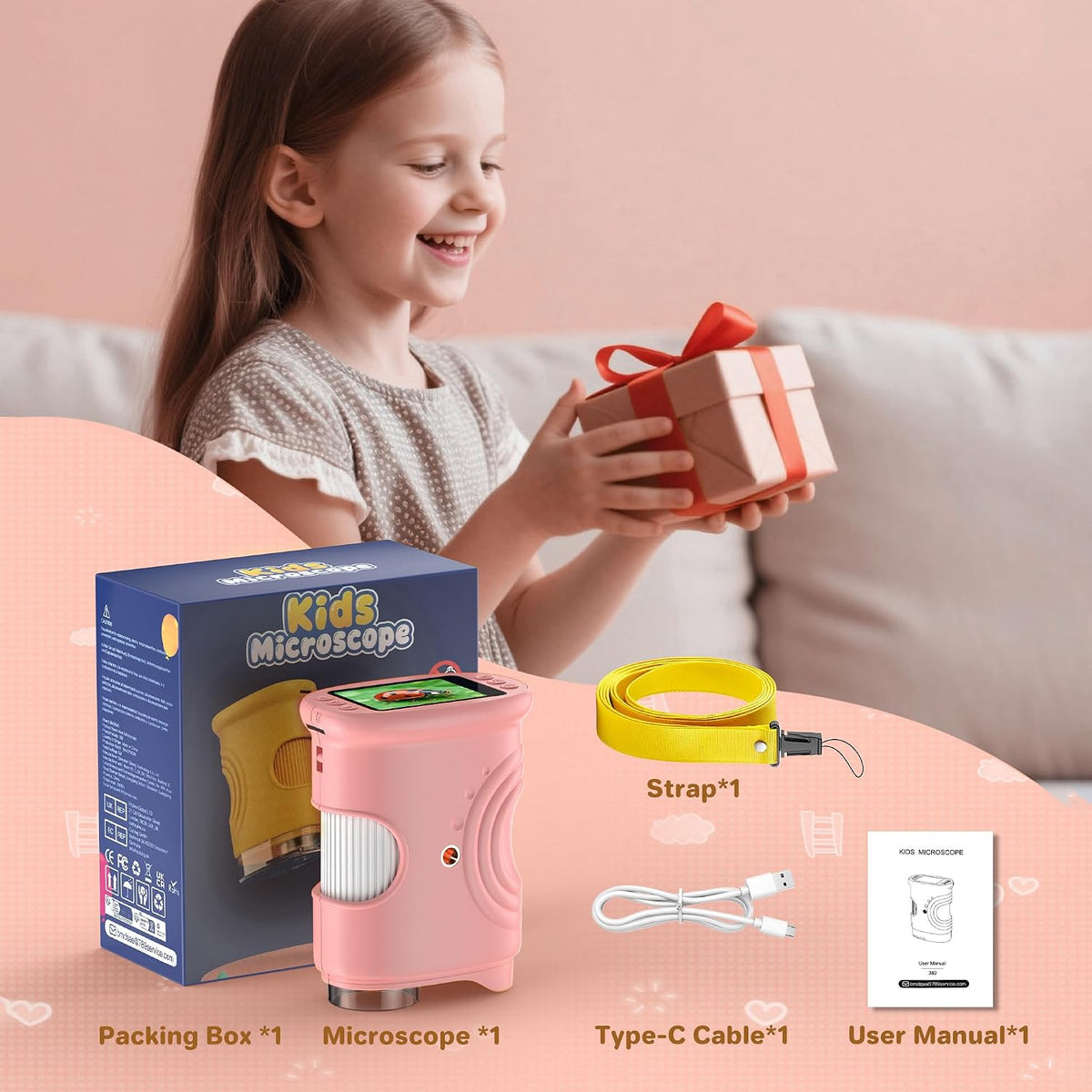 1000X Handheld Digital Microscope for Kids: Pocket Microscope - Pink - image 2