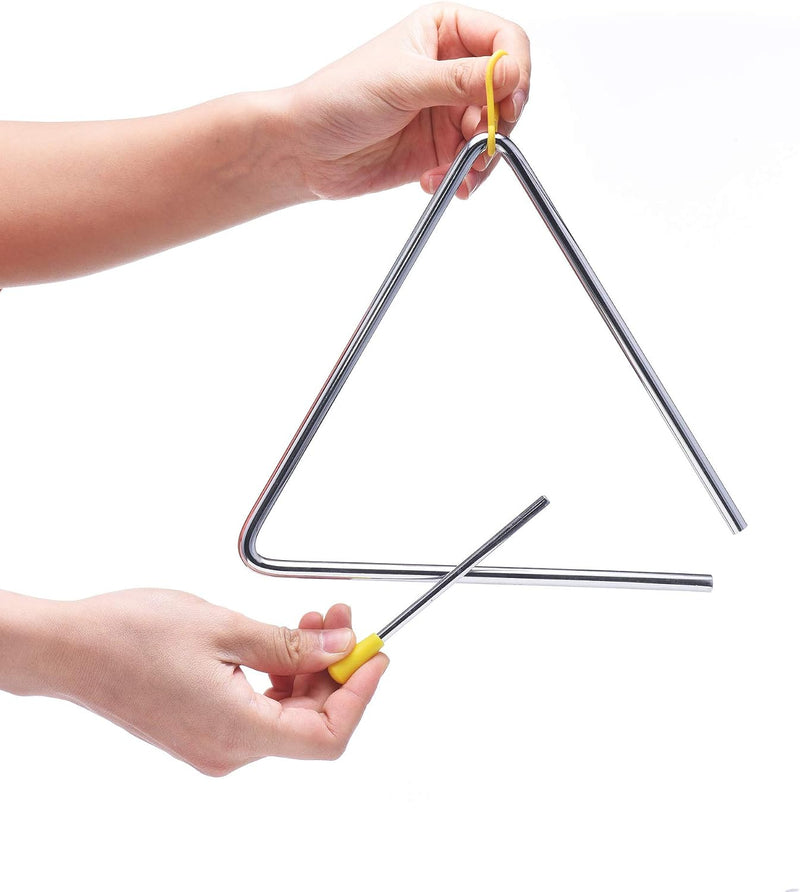 6 Inch Musical Steel Triangle Percussion Instrument With Striker – Fun for Kids & Family - 8 Inch