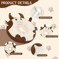 Adjustable Cat Collar Soft to Stop Licking After Surgery for Kitten, Alternative to Cone of Shame, Donut Cone for Cats, Pet Elizabethan Collar (Cow, Medium)