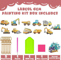 Labeol Diamond Art Kits for kids 5D Diamond Creat Your Own GEM - Engineering Vehicles - image 2