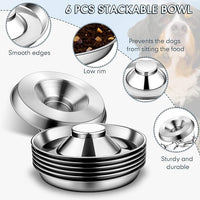 Zopeal 6 Pcs Puppy Feeding Bowls 8.7" Stainless Steel Puppy Weaning Feeder Bowl Dog Food Water Bowls for Litters, Small Medium Large Dogs, Pets