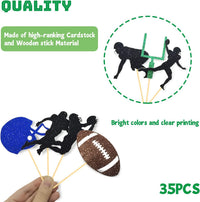 Moitkptt 24 glitter football player cupcake toppers - view 15