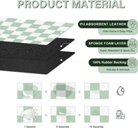 Cat Food Mat, 12"x 20" Cat Dog Mats for Food and Water Bowl - 16"L x 24"W / Green & White - image 2