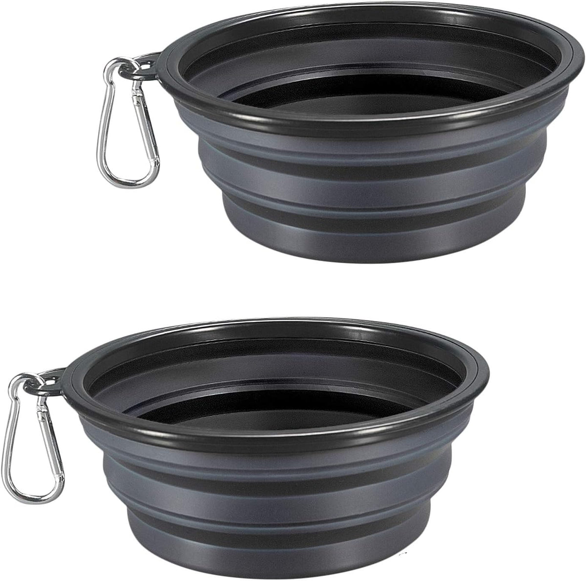 2-Pack Extra Large Size Collapsible Dog Bowl - Small / Black and Black