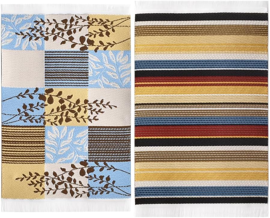 iLAND Miniature Dollhouse Accessories of Carpet for Dollhouse - 2pcs Stripe