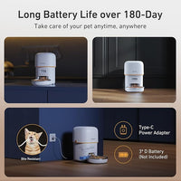 Automatic Cat Feeders - 2L Cat Food Dispenser Easy to Use, Timed Automatic Pet Feeder with Over 180-day Battery Life, 1-6 Meals Dry Food Programmable Portion Control Also for Dogs