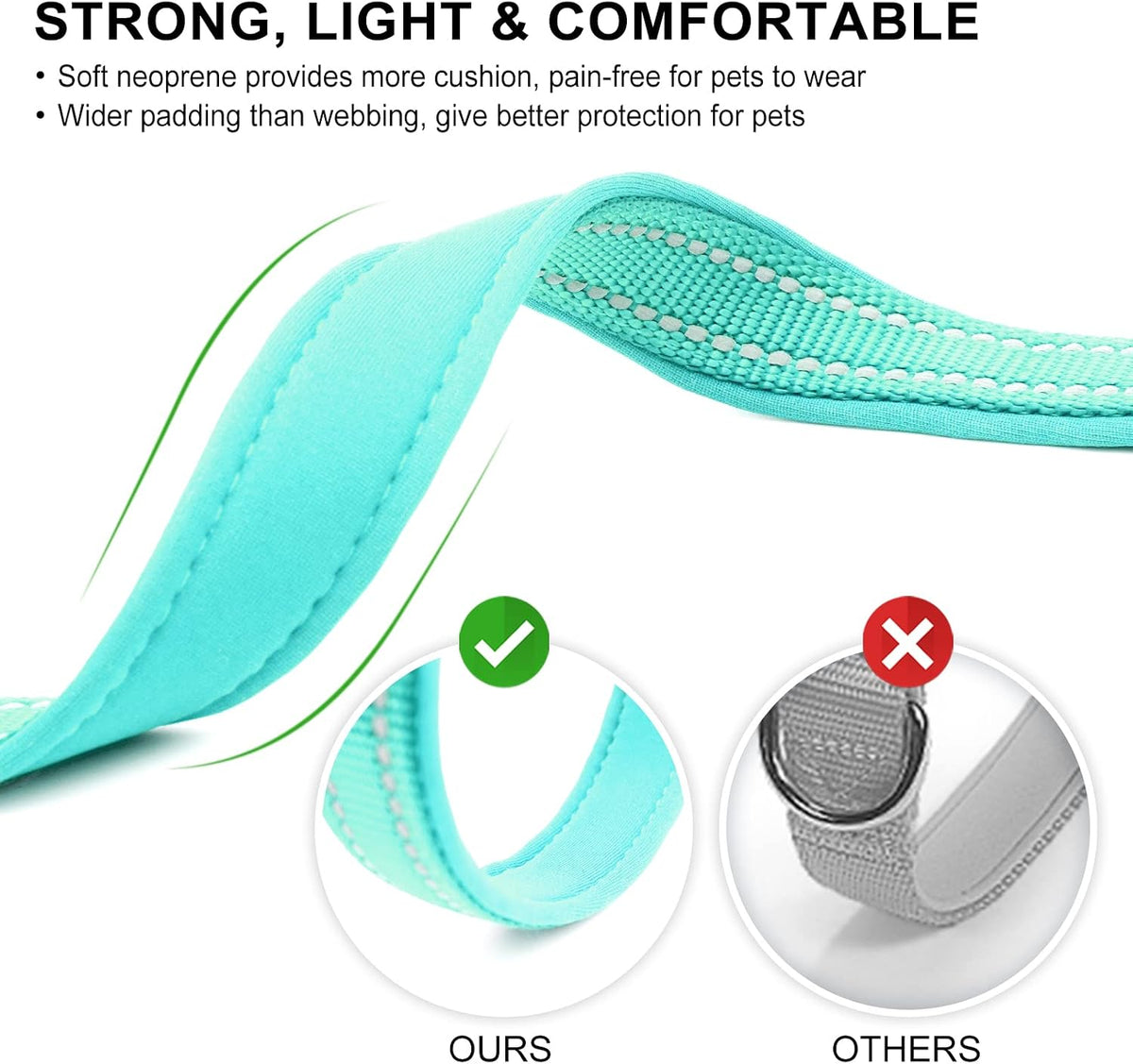 Reflective Dog Collar, Neoprene Padded Small Dog Collar, S - Small (Pack of 1) / Teal - image 3