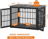 38 Inch Heavy Duty Dog Crate Furniture for Large and Medium Dogs, Decorative Pet House End Table, Wooden Cage Kennel Furniture Indoor, Gray