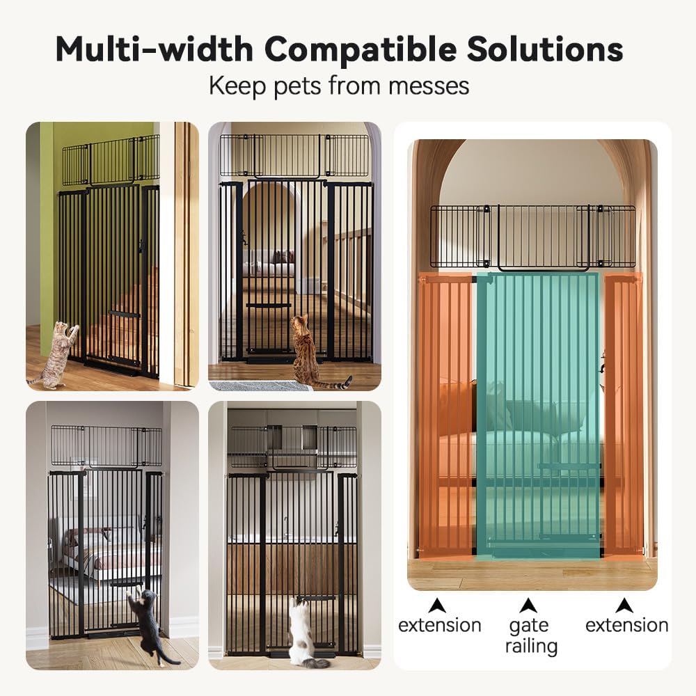 COMOMY 71" Extra Tall Pet Gate - Black / 71" Tall x 43" Wide - image 4