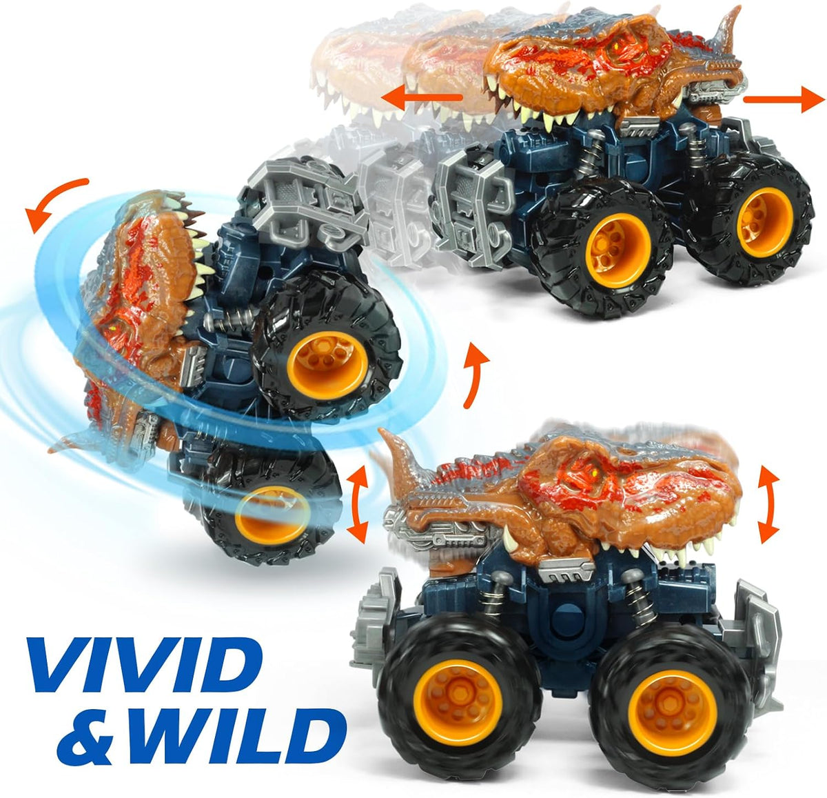 Oriate Friction Powered Dinosaur ATV Toy Cars for Children - T-rex 3 - image 2