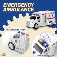 EPPO emergency vehicle toy set with fire truck, ambulance, police car and police helicopter - view 4