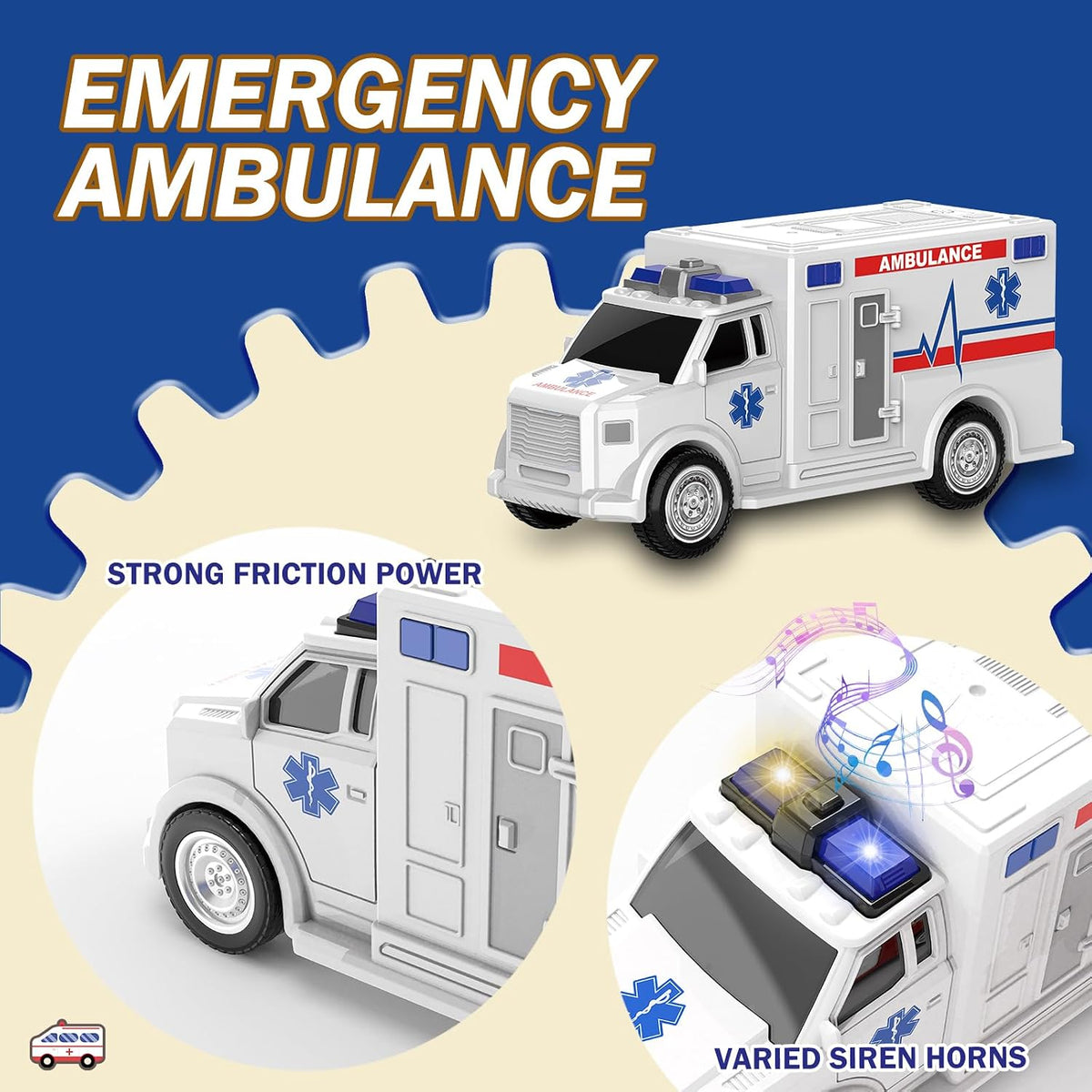 EPPO emergency vehicle toy set with fire truck, ambulance, police car and police helicopter - view 4