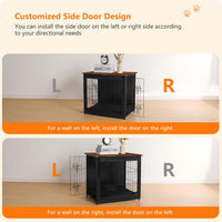 27" Dog Crate Furniture, Dog Kennel Indoor - Black+Rustic Brown / 27.2"L x 20.1"W x 23.6"H - image 4