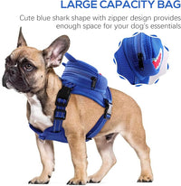IDOMIK Dog Backpack Harness, No-Pull Dog Backpack with D-Ring for Small Medium Dogs, Cute Self Carrier Backpack for Dogs to Wear, Adjustable Dog Harness Backpack for Traveling Camping Hiking,Shark,M