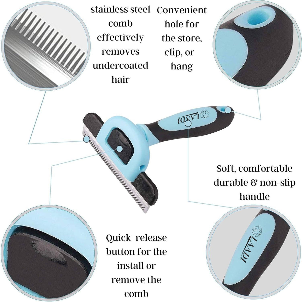LAADI Deshedding Tool for Dogs and Cats - image 3