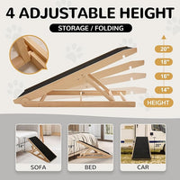 ABORON Dog Ramp,Adjustable Folding Pet Ramp for Bed,Couch,SUV - High Traction Portable Rubber Paw Ramps,Great for Small & Large Old Dogs & Cats, Supports up to 200 lbs