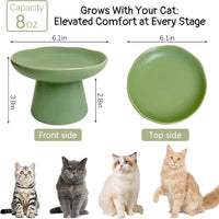 VCEPJH Elevated Cat Bowls 6.1in Wide Shallow Ceramic Raised Food Dish – Essentials for Cats - Green(Pack of 1) - image 2
